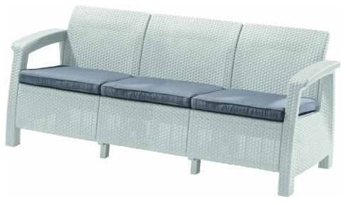 Curver Corfu love seat max kanapé, Bútor színe: Barna színben, meleg taupe párnával