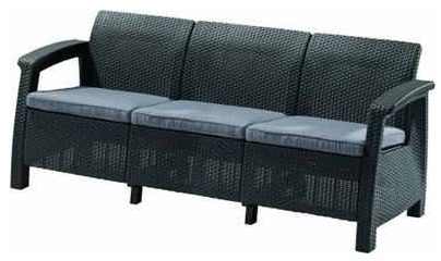 Curver Corfu love seat max kanapé, Bútor színe: Barna színben, meleg taupe párnával