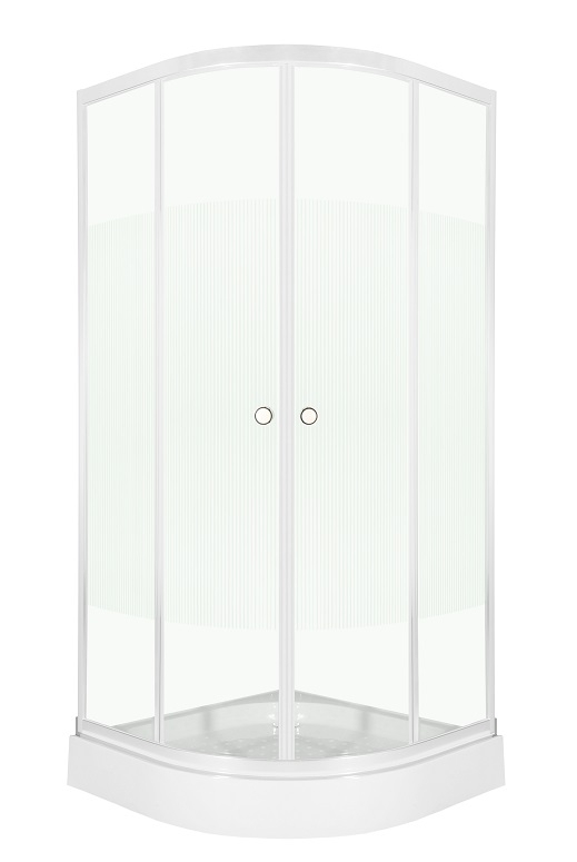 Leziter Vital íves zuhanykabin / függőleges csíkos üveggel, Méret: 90x90 cm, Zuhanytálca: Zuhanytálca nélkül