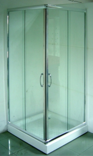 Sanotechnik szögletes zuhanykabin 2 tolóajtóval, króm B1380C