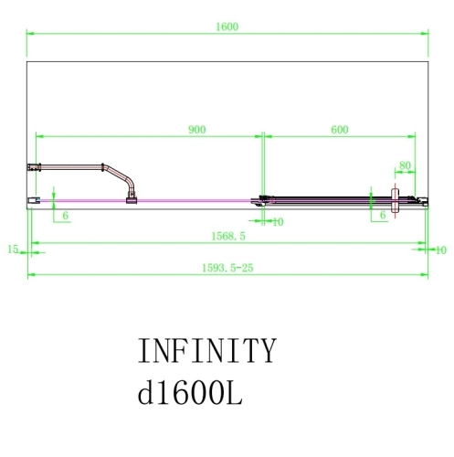 Arttec Infinity D zuhanyajtó fix fallal, baloldali beépítéssel, Zuhanyajtó méret: 160x195 cm