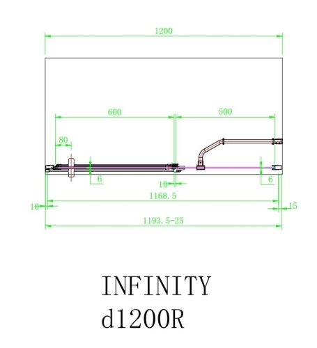 Arttec Infinity D zuhanyajtó fix fallal, jobboldali beépítéssel, Zuhanyajtó méret: 120x195