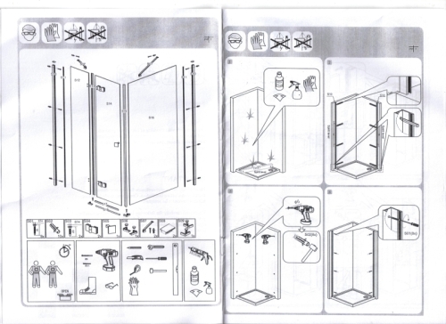 Leziter Ferraro 100 szögletes nyílóajtós zuhanykabin, Beépítési oldal: Balos kivitel(a rövid egyenes oldal szemből nézve a bal oldalon van)