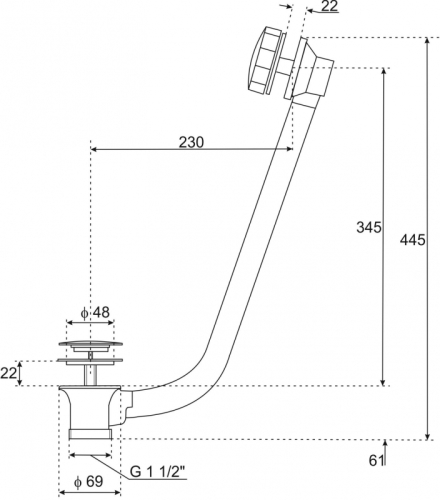 Kerra MOS kád túlfolyó szifon