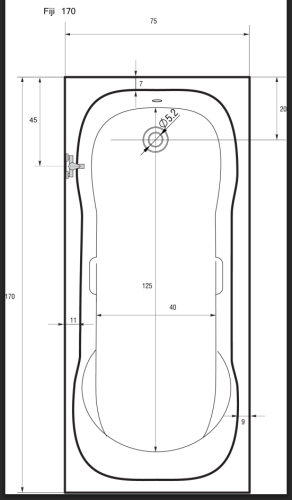 Sanotechnik FIJI 170x75 cm cm egyenes kád, fehér 409011