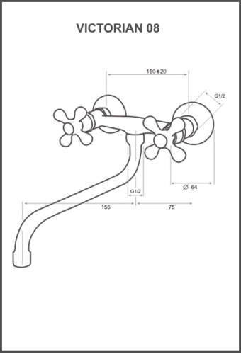 Logé Victorian 8 mosogató csaptelep, 25 cm-es kifolyóval