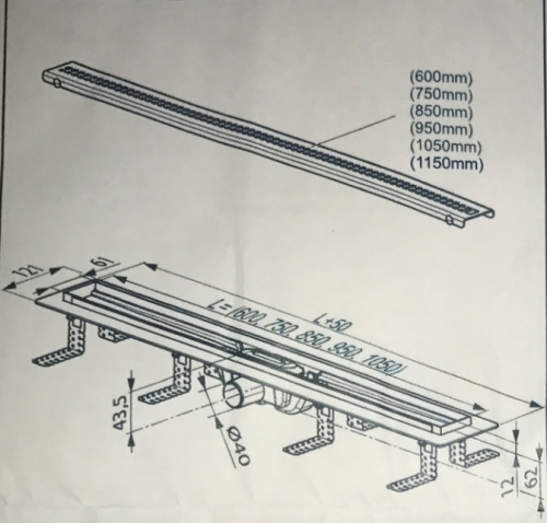 Reactiv Line zuhanyfolyóka 75 cm REA-LINE75