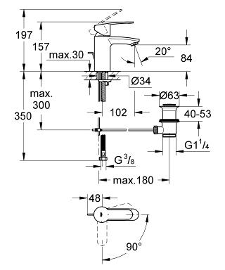 Grohe Eurostyle mosdó csaptelep, S-méret, Cold Start 23374 20E (2337420E)