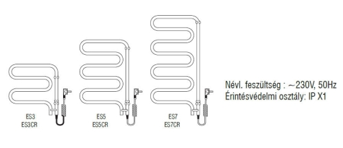 RADECO ES7 ELEKTROMOS CSŐRADIÁTOR 1050X450 mm, fehér