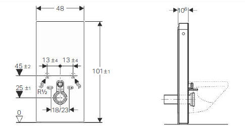 Geberit Monolith 101 szanitermodul fali WC-hez, menta üveg 131.021.SL.5