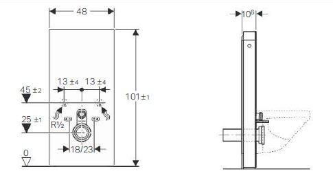 Geberit Monolith 101cm szanitermodul fali WC-hez, umbra barna üveg 131.021.SQ.5