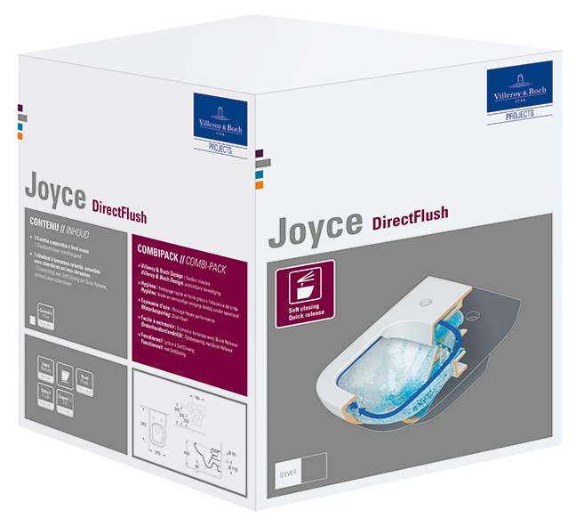 Villeroy & Boch Joyce perem nélküli fali wc szett, ülőkével 5607 R2 01 (5607R201)