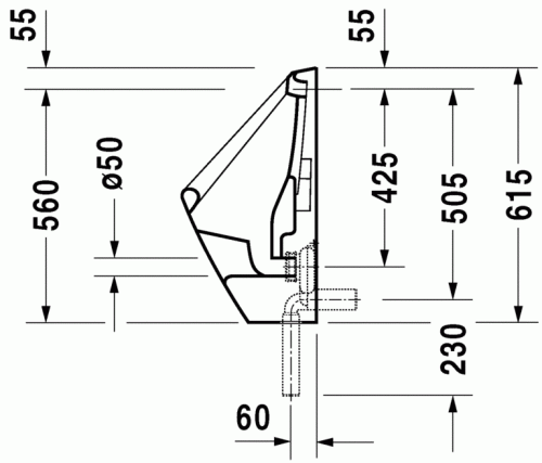 Duravit Duraplus hátsó bekötésű piszoár 0830360000