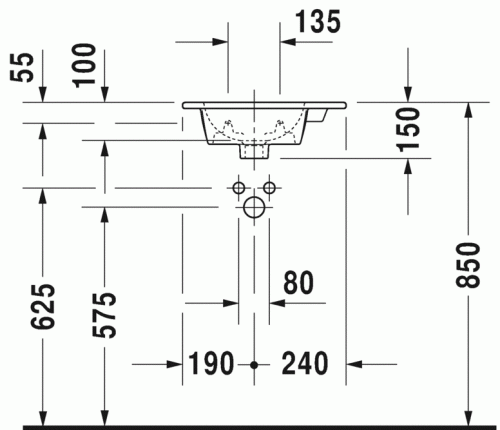 Duravit ME by Starck 43x30 cm bútorral aláépíthető kézmosó 0723430000