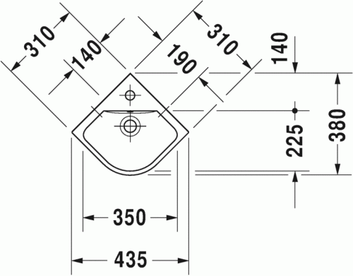 Duravit ME by Starck 43x38 cm sarokkézmosó 0722430000