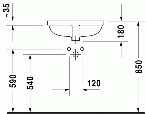 Duravit Starck 3 alulról beépíthető mosdó 0305490000