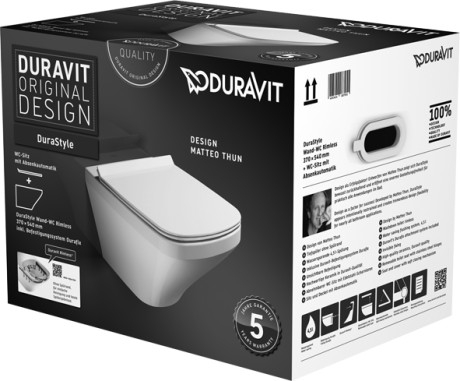 Duravit Durastyle Rimless (öblítőperem nélküli) fali wc szett, ülőkével 45510900A1