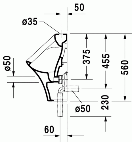 Duravit Durastyle felső vízbekötésű piszoár 2805300000