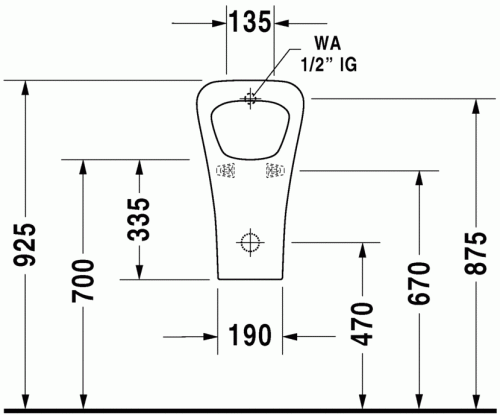 Duravit Durastyle hátsó vízbekötésű piszoár HygieneGlaze felület 2804302000