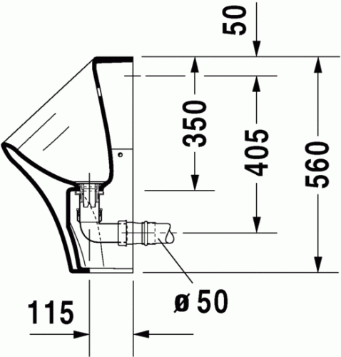 Duravit Durastyle hátsó vízbekötésű piszoár, öblítőperem nélkül HygieneGlaze felület légymatricával 2806302007