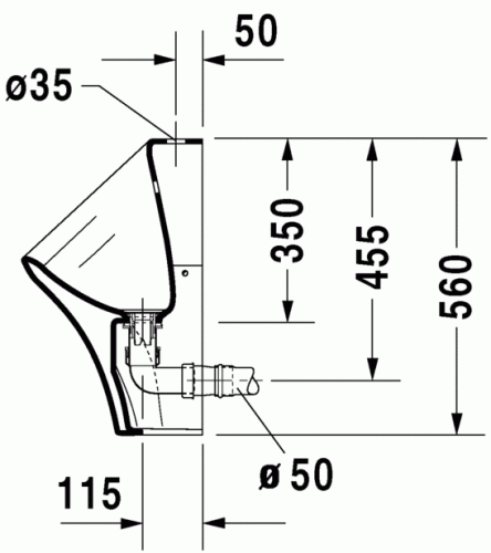 Duravit Durastyle felső vízbekötésű piszoár, öblítőperem nélkül légymatricával 2807300007