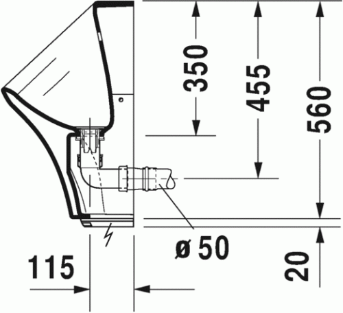 Duravit Durastyle elektronikus piszoár hálózati csatlakozáshoz öblítőperem nélkül légymatricával 2806310097