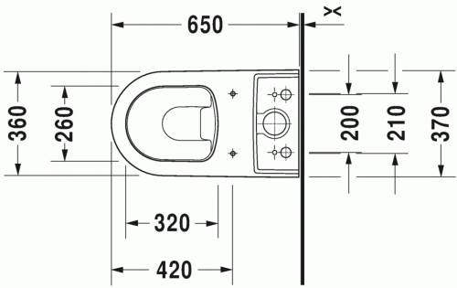 Duravit ME by Starck monoblokkos wc alsó rész HygieneGlaze felület 2170092000