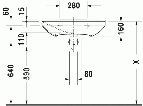 Duravit P3 Comforts 65x50 cm mosdó 2331650000