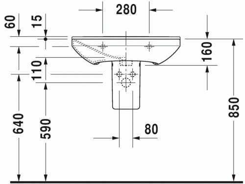 Duravit P3 Comforts 65x50 cm mosdó 2331650000
