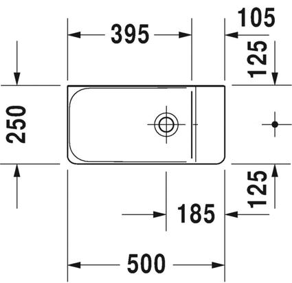 Duravit P3 Comforts 50x25 cm kézmosó csaplyuk nélkül 0715500070