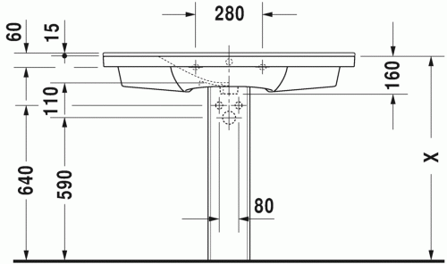 Duravit P3 Comforts 105x49,5 cm bútorral aláépíthető mosdó 2332100000