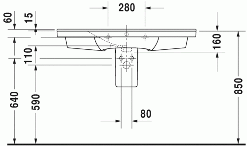 Duravit P3 Comforts 105x49,5 cm bútorral aláépíthető mosdó 2332100000