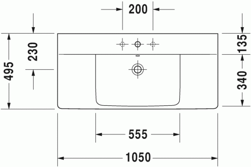 Duravit P3 Comforts 105x49,5 cm bútorral aláépíthető mosdó 2332100000