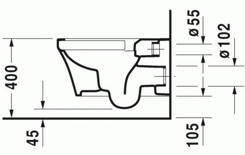 Duravit P3 Comforts Öblítőperem nélküli, Rimless fali wc 2561090000