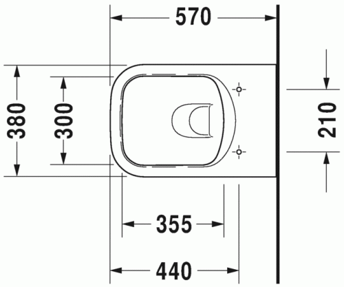 Duravit P3 Comforts Öblítőperem nélküli, Rimless fali wc HygieneGlaze felület 2561092000