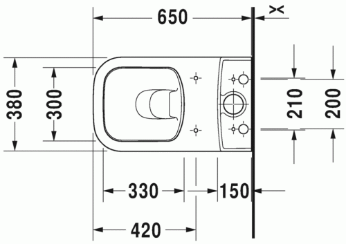 Duravit P3 Comforts öblítőperem nélküli monoblokkos wc alsó rész 2167090000