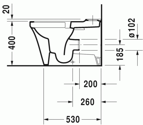 Duravit P3 Comforts öblítőperem nélküli monoblokkos wc alsó rész 2167090000