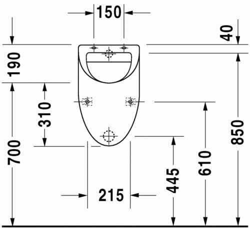 Duravit Fizz hátsó vízbekötésű piszoár (tető nélkül) 0823350000