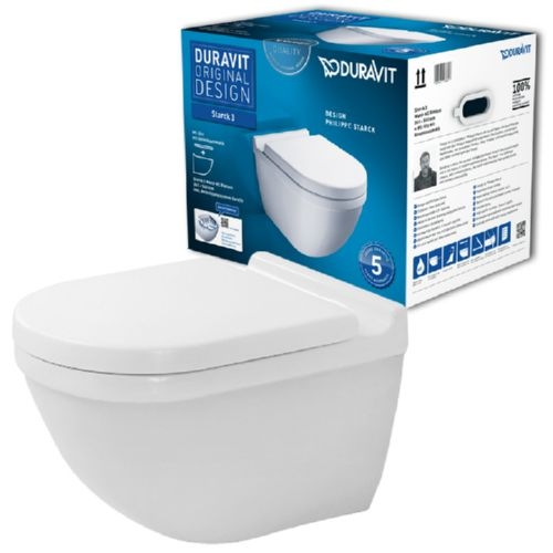 Duravit Starck 3 Öblítőperem nélküli Rimless fali wc szett, ülőkével 45270900A1