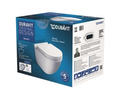 Duravit Starck 3 Öblítőperem nélküli Rimless fali wc szett, ülőkével 45270900A1