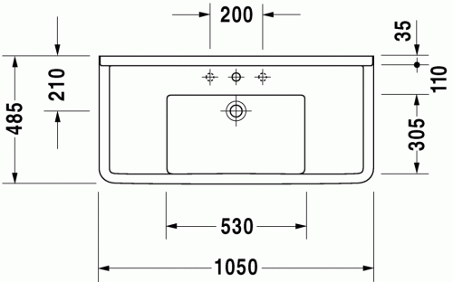 Duravit Starck 3 105x48,5 cm mosdó három csaplyukkal 0304100030