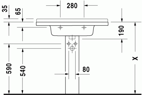 Duravit Starck 3 85x48,5 cm mosdó, három csaplyukkal 0304800030
