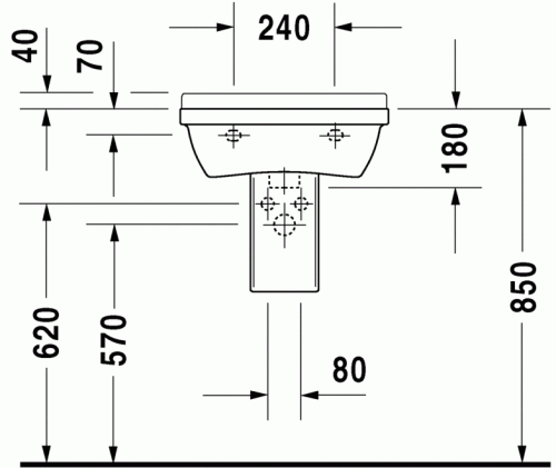 Duravit Starck 3 50x36 cm mosdó három csaplyukkal 0300500030