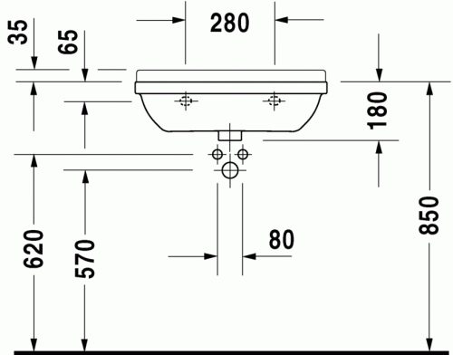 Duravit Starck 3 Compact 60x37 cm mosdó három csaplyukkal 0301600030