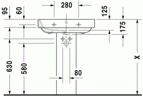 Duravit Happy D.2 65x49,5 cm mosdó három csaplyukkal 2316650030