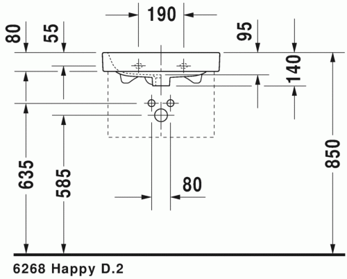 Duravit Happy D.2 50x36 cm bútorral aláépíthető kézmosó 0710500000