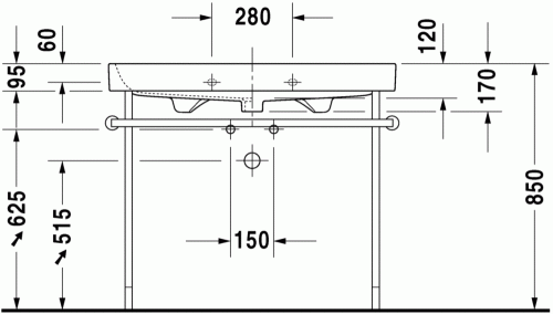 Duravit Happy D.2 100x50,5 cm bútorral aláépíthető mosdó három csaplyukkal 2318100030