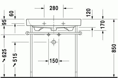 Duravit Happy D.2 80x50,5 cm bútorral aláépíthető mosdó csaplyuk nélkül 2318800060