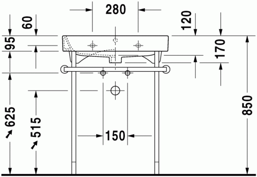 Duravit Happy D.2 65x50,5 cm bútorral aláépíthető mosdó három csaplyukkal 2318650030