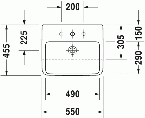 Duravit ME by Starck 55x45,5 cm félig beépíthető mosdó 0378550000